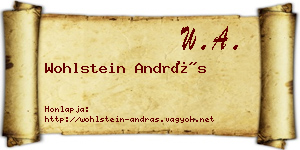 Wohlstein András névjegykártya